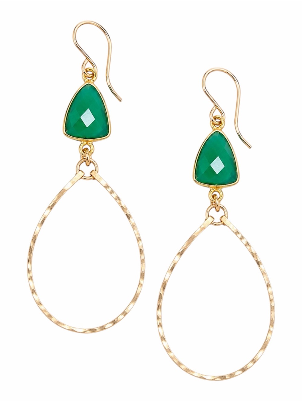 SONYA RENÉE 0181 GREEN MINDEE SEMIPRECIOUS STONE DROP HOOP EARRINGS - BNWT